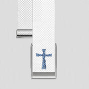 Bracelet nylon blanc croix cristaux bleus Whoop 5.0
